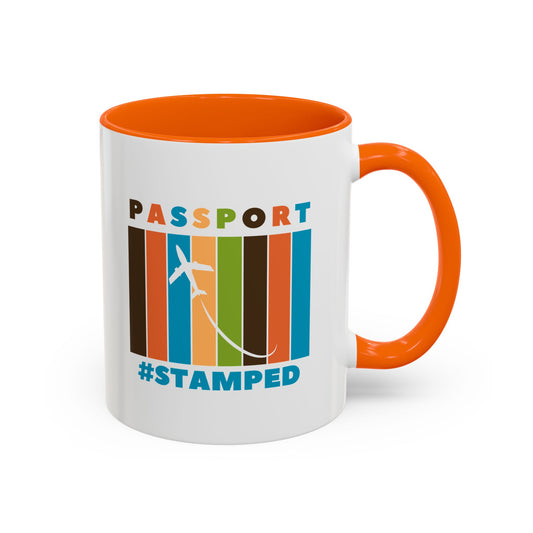 Passport Stamped Accent Coffee Mug (11, 15oz)